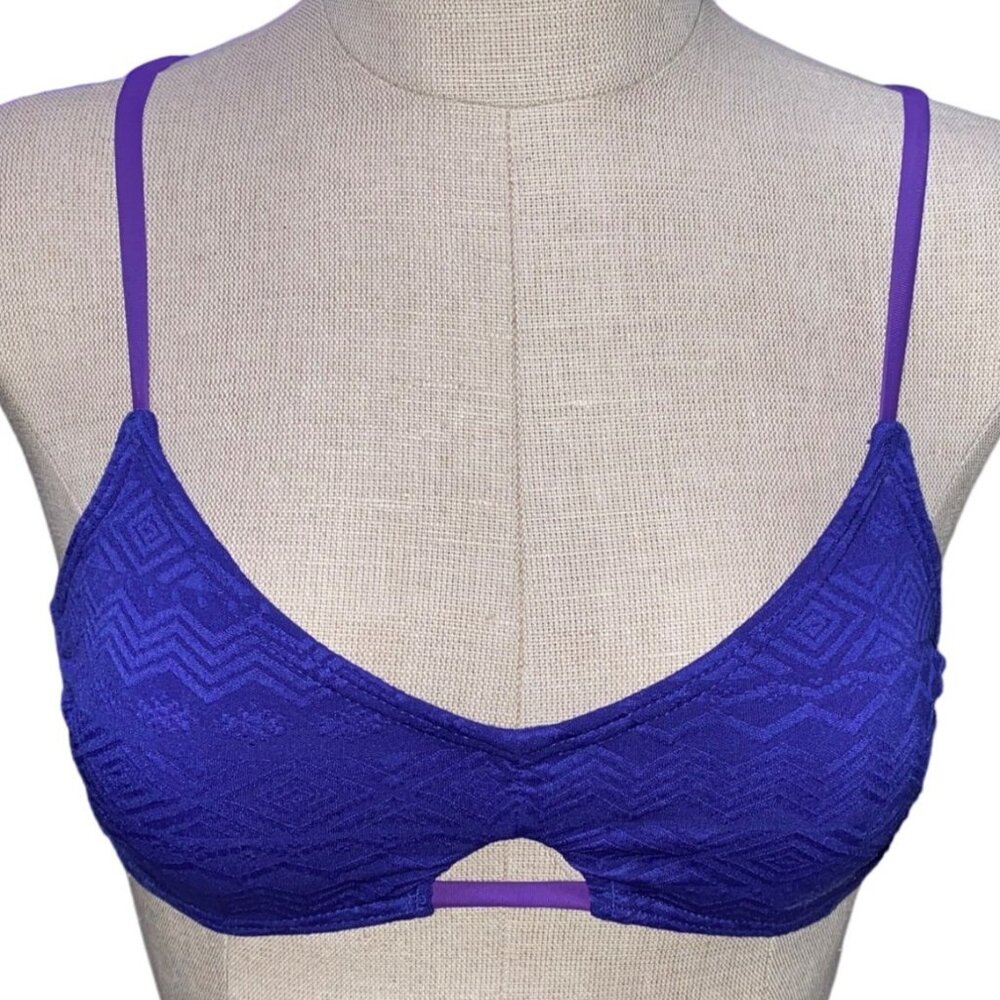 Swimwear Top XS Racerback Xhilarations Women Purple Blue Geometric